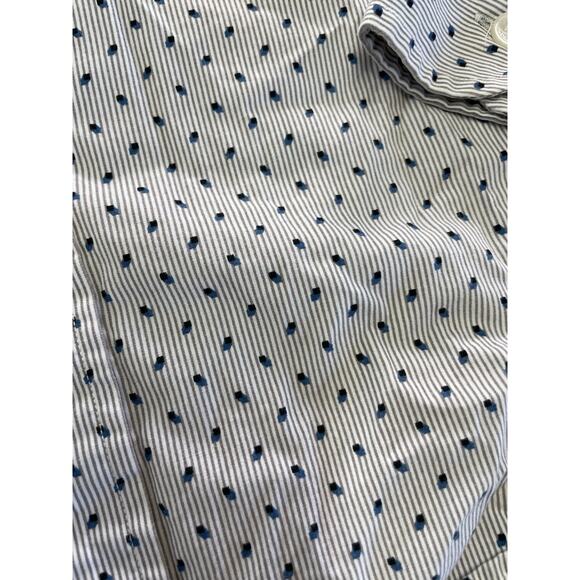 Michael Kors Shirt Men Large Blue Grey Striped Classic Button Up Cotton Career - Picture 8 of 8